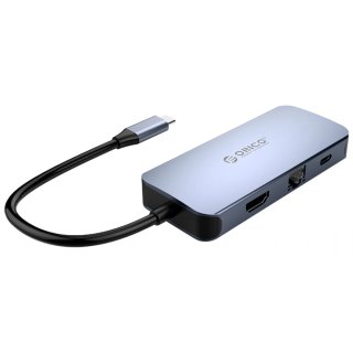 Orico Hub adapter 6 az 1-ben HDMI 4K + 3x USB 3.0 + RJ45 + USB-C PD 100W