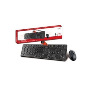Genius Billentyűzet/Egér Kit - SlimStar C126 (Vezetékes, USB, vékony, optikai egér, fekete)