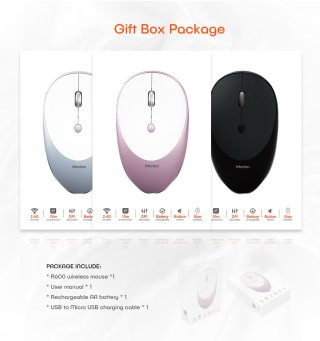 Meetion MT-R600 Rechargeable Wireless Mouse - Rose gold