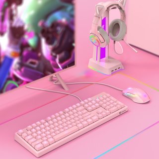 Onikuma G25+CW905 Gaming billentyűzet + egér csomag - Pink