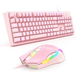 Onikuma G25+CW905 Gaming billentyűzet + egér csomag - Pink