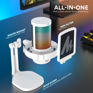 MAONO DGM20 USB Streamer/Gamer Mikrofon RGB - Fehér