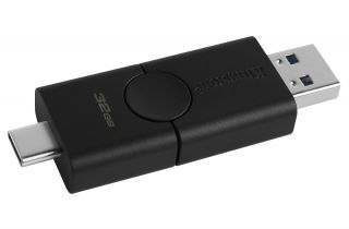 Kingston 32GB USB Duo (USB-A - USB Type-C) Fekete Pendrive