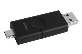 Kingston 64GB USB Duo (USB-A - USB Type-C) Fekete Pendrive