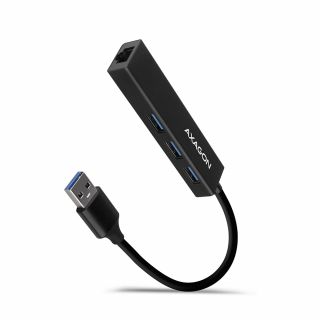 Axagon HMA-GL3A 3 portos USB3.2 Gen 1 HUB + LAN port