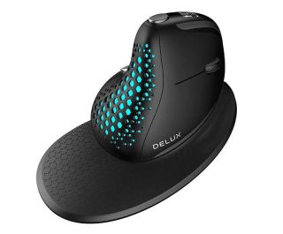 Delux M618XSD vezeték nélküli vertikális, ergonomikus egér Bluetooth + 2.4GHz RGB - Fekete