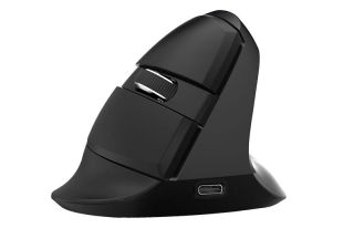 Delux M618Mini DB vezeték nélküli vertikális egér Bluetooth + 2.4GHz RGB - Fekete
