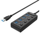 Orico hub USB 3.0, 5x USB (fekete) - Dokkoló / Kártyaolvasó / USB Hub