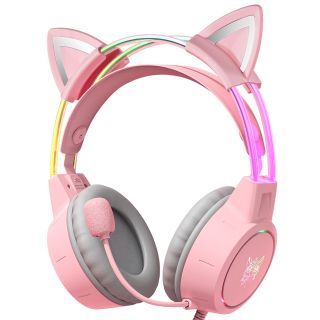Onikuma X15 PRO Gaming Fejhallgató - Pink - Cicafüles