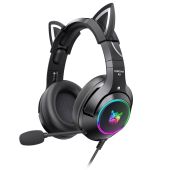 Onikuma K9 RGB Gaming Fejhallgató - Fekete - Cicafüles - Headset