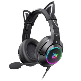 Onikuma K9 RGB Gaming Fejhallgató - Fekete - Cicafüles