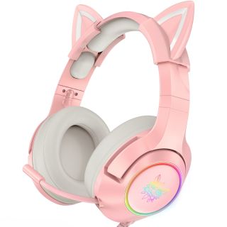 Onikuma K9 RGB Gaming Fejhallgató - Pink - Cicafüles