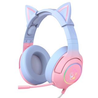 Onikuma K9 RGB USB 7.1 Virtual Gaming Fejhallgató - Pink / Kék - Cicafüles