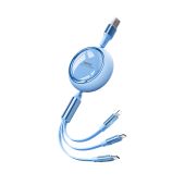 Remax Linon Series 3 in 1 Retractable gyorstöltő kábel 15W - Kék