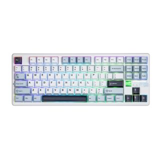 AULA F87 PRO V2 Vezeték Nélküli Mechanikus Gamer Billentyűzet - Fehér-Kék