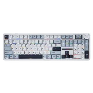 AULA F108 PRO Tri-Mode Vezeték Nélküli Mechanikus Gamer Billentyűzet - Fehér-Kék