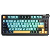 AULA AU75 Tri-Mode Vezeték Nélküli Mechanikus Gamer Billentyűzet - Fekete-Zöld-Sárga