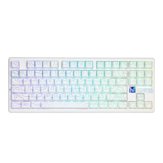 AULA F87 PRO V2 Vezeték Nélküli Mechanikus Gamer Billentyűzet - Fehér Contour