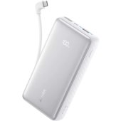 Anker Zolo Power Bank (10K, 22.5W, Built-In USB-C Cable) White