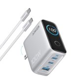 Anker 100W 3-Port GaN fali töltő okos kijelzővel, ezüst