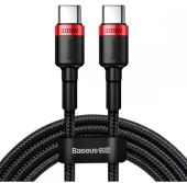 Baseus Cafule USB-C - USB-C Kábel, 100W, 2m, Fekete/Piros