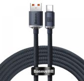 Baseus Crystal Shine Series USB-A to USB-C gyorstöltő adatkábel, 100W, 2m, fekete